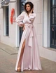 Длинное шелковое нарядное платье FashionYouWant S/M пудра 43425455 - изображение 1