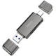 Картридер із роз'ємом Type-C і USB HOCO card reader (USB3.0,Type-C, SD/TF, 5Gbps), Black - зображення 1