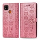 Чехол Embossed Cat and Dog для Xiaomi Redmi 9C книжка кожа PU с визитницей розовый - изображение 6