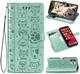 Чехол Embossed Cat and Dog для Iphone 11 Pro книжка с визитницей кожа PU мятный - изображение 1