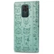 Чохол Embossed Cat and Dog для Xiaomi Redmi Note 9 книжка шкіра PU з візитницею м'ятний - зображення 3