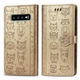 Чохол Embossed Cat and Dog для Samsung Galaxy S10 / G973 книжка шкіра PU з візитницею золотистий - зображення 5