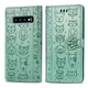 Чехол Embossed Cat and Dog для Samsung Galaxy S10 / G973 книжка кожа PU с визитницей мятный - изображение 5