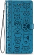 Чехол Embossed Cat and Dog для Xiaomi Poco X3 / X3 Pro книжка кожа PU с визитницей голубой - изображение 2