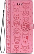 Чехол Embossed Cat and Dog для Xiaomi Poco X3 / X3 Pro книжка кожа PU с визитницей розовый - изображение 2
