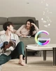 Настільна смарт гугл лампа G-smart нічник BT-3401 RGB Rainbow Light-Wireless Happy Light з Bluetooth колонкою FM радіо годинами та бездротова зарядка 15 Вт Біла - зображення 13