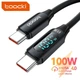 Кабель Toocki Type-C – Type-C PD 100W (20V/5A) LED дисплей швидка зарядка для ноутбуків смартфонів планшетів 1000мм BLACK (690434140718) - зображення 1