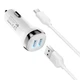 Адаптер в прикурювач Hoco Z40 2xUSB 2.4A + USB to MicroUSB Біле 1 м - зображення 2