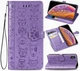 Чехол Embossed Cat and Dog для IPhone XS Max книжка с визитницей кожа PU фиолетовый - изображение 1