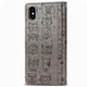 Чехол Embossed Cat and Dog для IPhone X книжка с визитницей кожа PU серый - изображение 3
