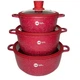 Набір каструль із кришками Higher Kitchen HK-325 з 8 предметів з антипригарним гранітним покриттям, Червоний - зображення 2