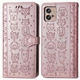 Чохол Embossed Cat and Dog для Motorola Moto G32 книжка шкіра PU з візитницею рожеве золото - зображення 4