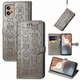 Чохол Embossed Cat and Dog для Motorola Moto G32 книжка шкіра PU з візитницею сірий - зображення 1