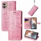 Чехол Embossed Cat and Dog для Motorola Moto G32 книжка кожа PU с визитницей розовый - изображение 1