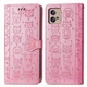 Чехол Embossed Cat and Dog для Motorola Moto G32 книжка кожа PU с визитницей розовый - изображение 4