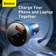 65w автомобільний зарядний пристрій Baseus Digital Display USB + Type c 7 A Car Charger, швидка зарядка Gray - зображення 2