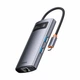 USB-HubBaseus Metal Gleam Series 4-in-1 Multifunctional Type-C HUB Docking Station Gray (TYPE-C TO USB3.0*3+RJ45*1) - изображение 2