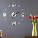 Настенные часы DIY с зеркальным 3D эффектом "Brunch" серебро - бескаркасные настенные 3Д часы, самоклеящиеся 38 х 38 см (1013115) - изображение 2