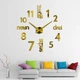 Настенные часы DIY 3D "Tempus" золото - Большие бескаркасные 3Д часы 60-130 см, самоклеящиеся (1011311) - изображение 1