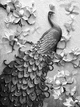 Флизелиновые фотообои на кухню цветы 184 x 254 см Птицы - Черно-белый павлин (13594V4A)+клей - изображение 2