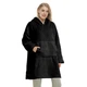 Плед толстовка двухсторонняя халат с капюшоном и рукавами Huggle Hoodie 110см Черный - изображение 2