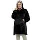 Плед толстовка двухсторонняя халат с капюшоном и рукавами Huggle Hoodie 110см Черный - изображение 4