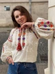 Украинская женская вышиванка цветочная "Анемона" вышитая блуза бохо на льняной ткани с хлопковым кружевом 12508-48 (L) - изображение 4