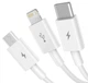 Кабель синхронізації зарядки 3 в 1 Baseus Data Cable USB для Micro+Lightning+Type-C 3 in 1 M+L+C 3.5A 1.5 м для пристроїв iOS Android (iPhone/Samsung/Xiaomi/Huawei/Meizu) White - зображення 4
