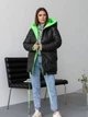 Куртка демисезонная двусторонняя с капюшоном женская ISSA PLUS SA-31A S/M Черный/Салатовый (issa2007682514946) - изображение 1