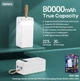 Павербанк УМБ на 80000 mAh 22.5W зі швидкою зарядкою та індикатором заряду з ліхтариком повербанк батарея power bank для телефону REMAX RPP 266 Білий - зображення 7