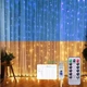 Гирлянда штора Флаг Украины 2 на 3 метра USB на 160 LED лампочек занавеска с пультом в силиконе GS-7585 - изображение 1