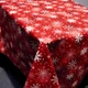 Скатерть для обеденного или кухонного стола, водоотталкивающая тефлоновая ткань, новый год, рождество – большие снежинки на красном фоне, 120см*170см. - изображение 2