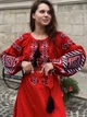 Червона сукня вишиванка лляна стиль бохо "Любов" довга сукня з вишивкою в чорному і білому кольорах 12509-58 (3ХL) - зображення 2