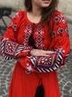 Червона сукня вишиванка лляна стиль бохо "Любов" довга сукня з вишивкою в чорному і білому кольорах 12509-58 (3ХL) - зображення 4