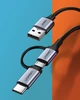 Кабель зарядный Ugreen Micro USB 2.4A + Type-C 3A с алюминиевым корпусом 1М Black (YM0198) - изображение 2