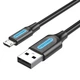 Кабель зарядний Vention USB 2.0 — microUSB 0.25 м Black (YM0260) - зображення 1