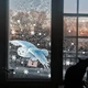 Новогодняя наклейка Полярная сова с письмом (птица снежинки снег Новый год) глянец 400х190 мм - изображение 4