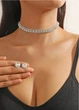 Набір жіночий сережки і кольє з камінчиками Fashion Jewelry Сріблястий 11342 - зображення 1