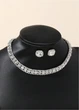 Набір жіночий сережки і кольє з камінчиками Fashion Jewelry Сріблястий 11342 - зображення 5