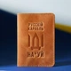 Кожаная обложка для паспорта INCARNE с тиснением Коньяк - изображение 2