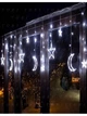 Светодиодная новогодняя LED гирлянда-штора "Зори и луна" 3 м питания батарейки + USB Холодный белый (30307062) - изображение 2