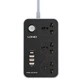 Сітковий фільтр LDNIO SC3412 3x220V+3хUSB+1хType-C 1хPD3.0-20W/3хQC3.0 2М електричний підовжувач швидка зарядка для пристроїв Чорний-Сірий - зображення 1
