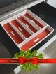 Лоток для столових приборів у ящик Plastart малий 29см/33см/5см пластиковий 5 СЕКЦІЙ матовий білий червоний - зображення 5