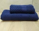 Набор турецких махровых полотенец Zeron 50х90+70х140 Zigzag Bordur Dark Blue - изображение 1