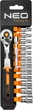 Zestaw głowic nasadowych Neo Tools grzechotka 1/4", 90 zębów, CrV 14 szt (5907558466133) - obraz 1