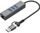 USB-хаб Dynamode 4 в 1 USB Type-C/Type-A to 3 x USB 3.0 1 x RJ45 Gigabit LAN Металл (DM-AD-GLAN-U3) - изображение 1