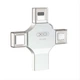 Флеш пам'ять XO DK04 4 в 1 USB2.0/Type-C/Lightning/microUSB 16GB Сталевий - изображение 1