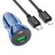 Зарядне автомобільне Hoco Z47A Type-C+USB QC PD30W 3A + кабель Type-C to Lightning із швидкою зарядкою to iP Синій - изображение 1