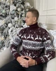 Чоловічий новорічний светр з оленями "New Deer" Бордовий, під шию, розмір 3XL - зображення 4