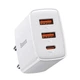 Мережевий зарядний пристрій Baseus 2USB Type-C 3A QC3.0 PD3.0 потрійний адаптер 30W з швидкою зарядкою, Білий - зображення 2